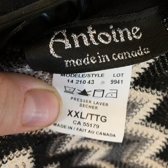 Antoine Black/Grey Zigzag 3/4 Sleeve Open Cardigan xxl - Picture 3 of 4